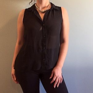 Sans Souci Button Down Sleeveless Sheer SM